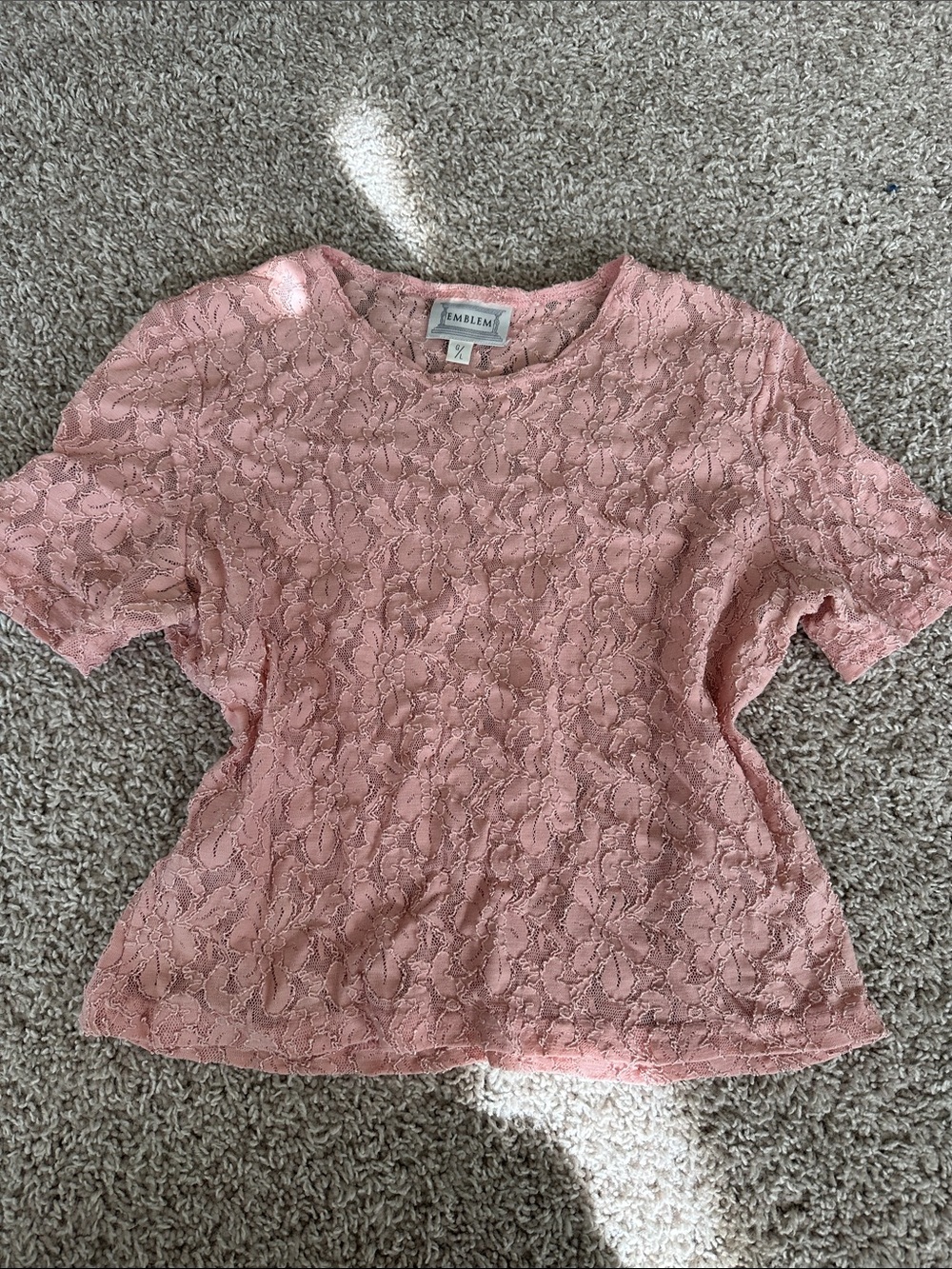 Vintage Lace Short-Sleeve Top in Dusty Pink